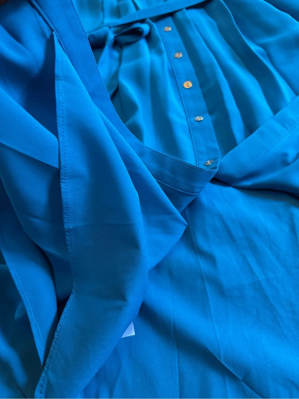 Ann Taylor Blue Shirt Dress Sleeveless Pleated Button Front Belted Lined 6
